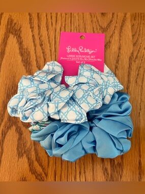 Lilly Pulitzer Soleil It on Me & Frenchie Blue Large Scrunchie Set